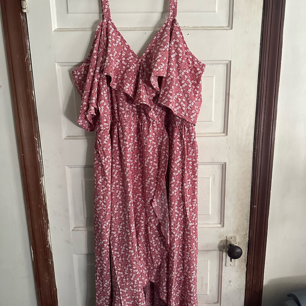 BloomChic Pink Ruffled Tiered Sundress